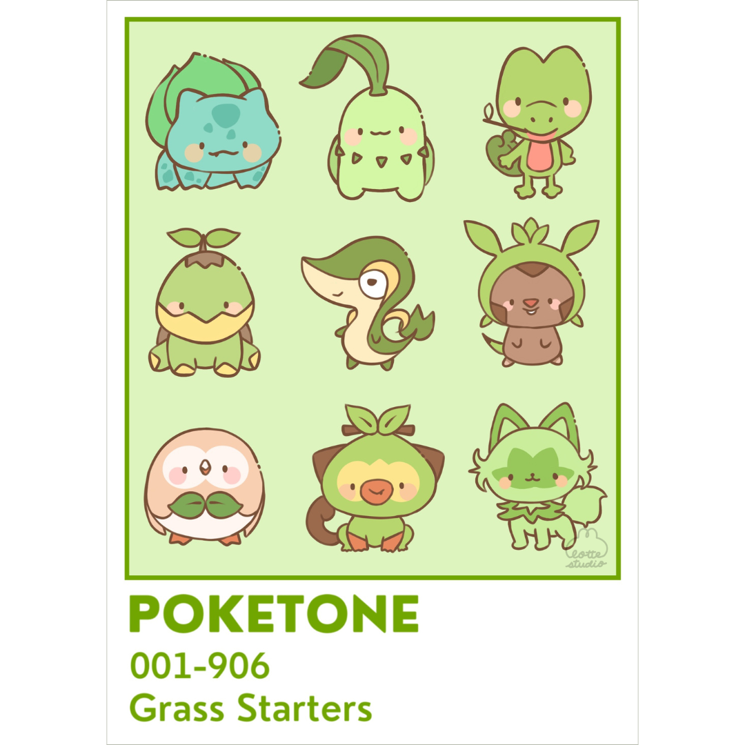 Poketone Green Starters Print