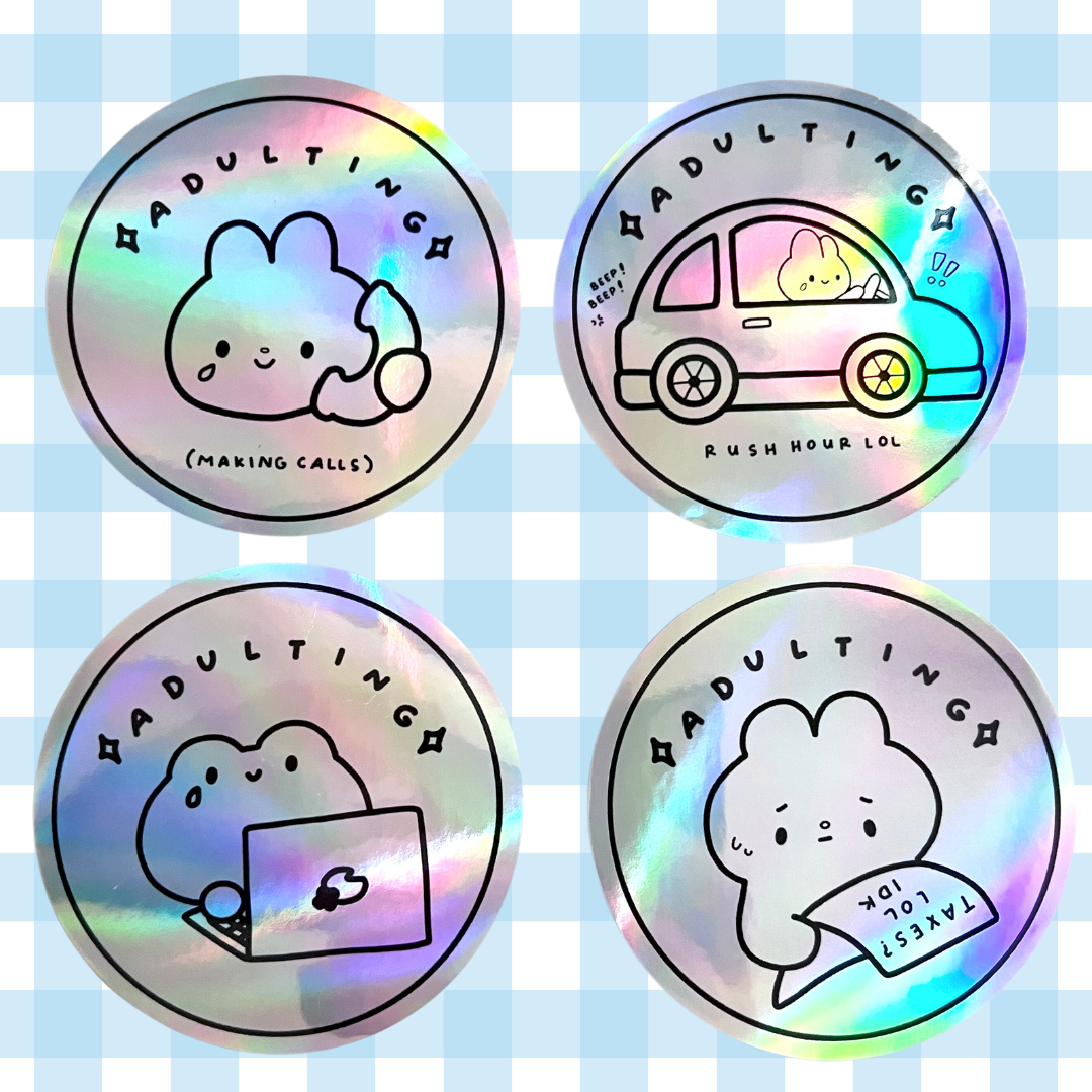 Adulting Holographic Vinyl Stickers