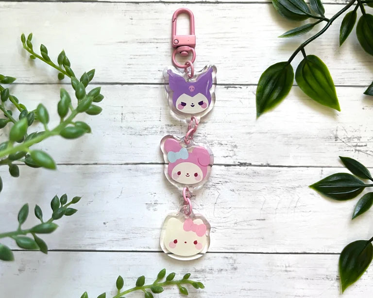Kuro-Melo-Kitty Linking Keychain
