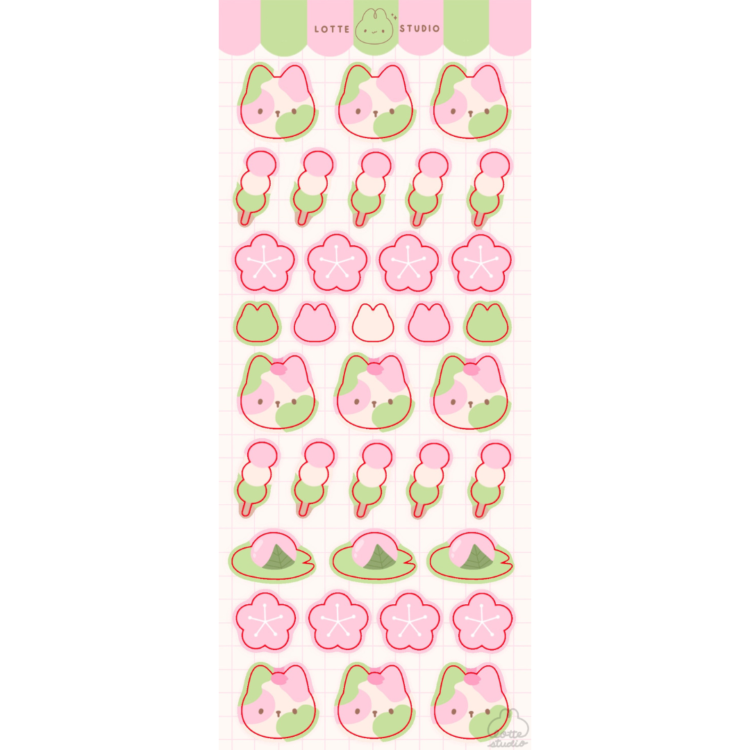 Sakura Cat Sticker Sheet