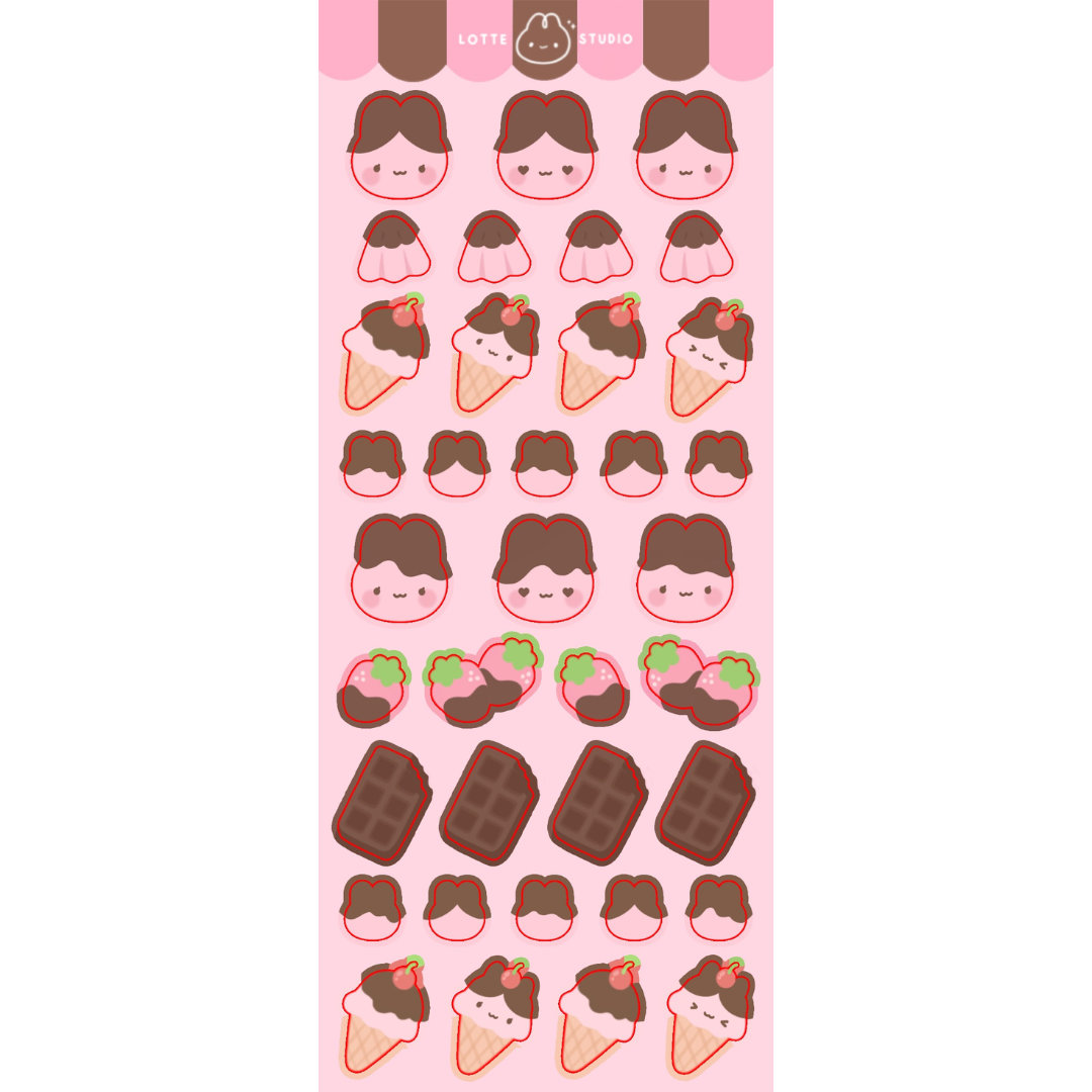 Strawberry Choco Sticker Sheet – LOTTEMP3