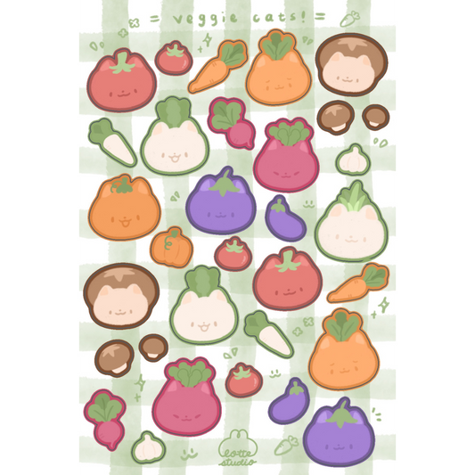 Veggie Cats Sticker Sheet