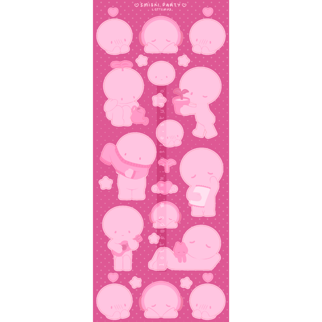 Pink Smiski Sticker Sheet