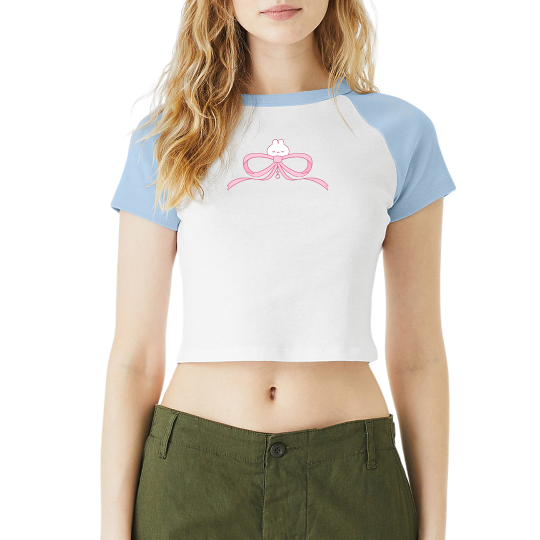 Ribbon Bun Light Blue Baby Tee