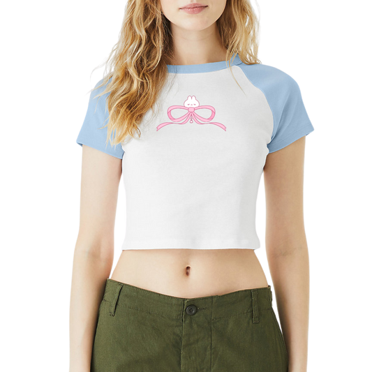 Ribbon Bun Light Blue Baby Tee