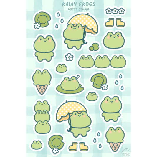 Rainy Frog Sticker Sheet