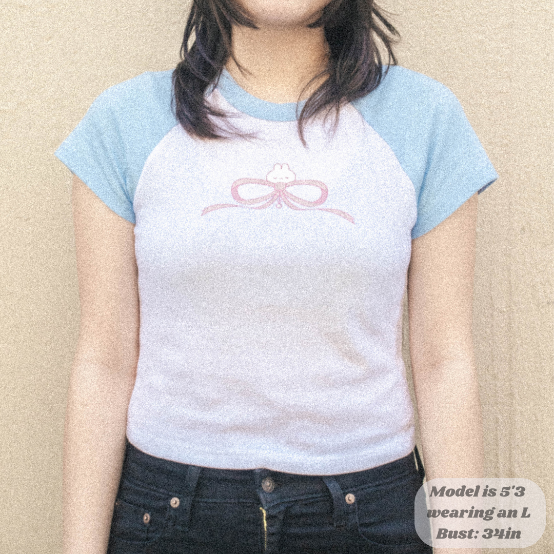 Ribbon Bun Light Blue Baby Tee