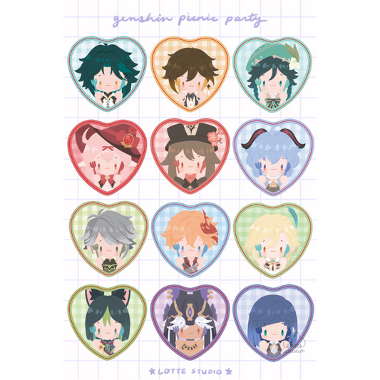 Genshin Picnic Party Sticker Sheet V2