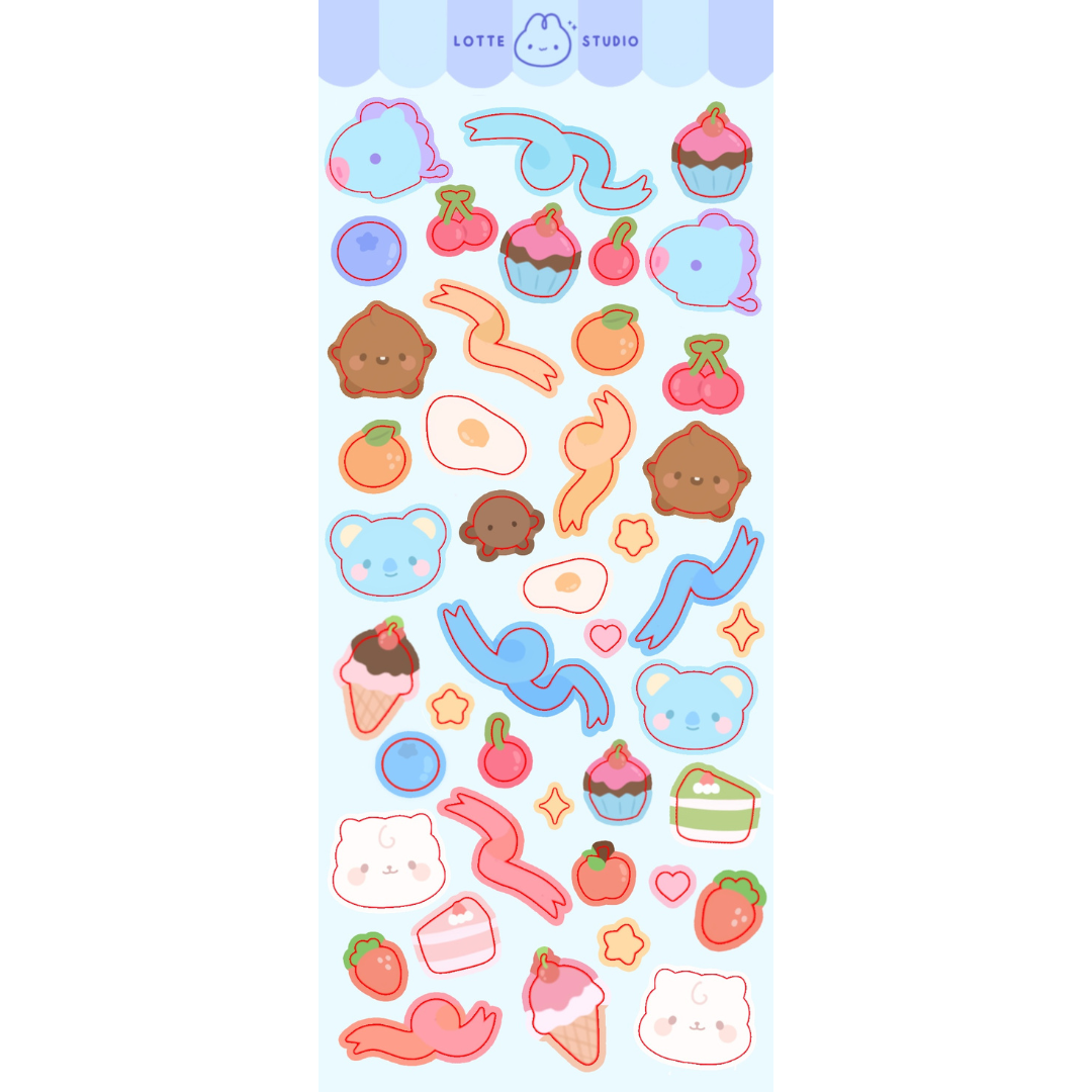 BT21 Hyung Line Dessert Deco Sticker Sheet