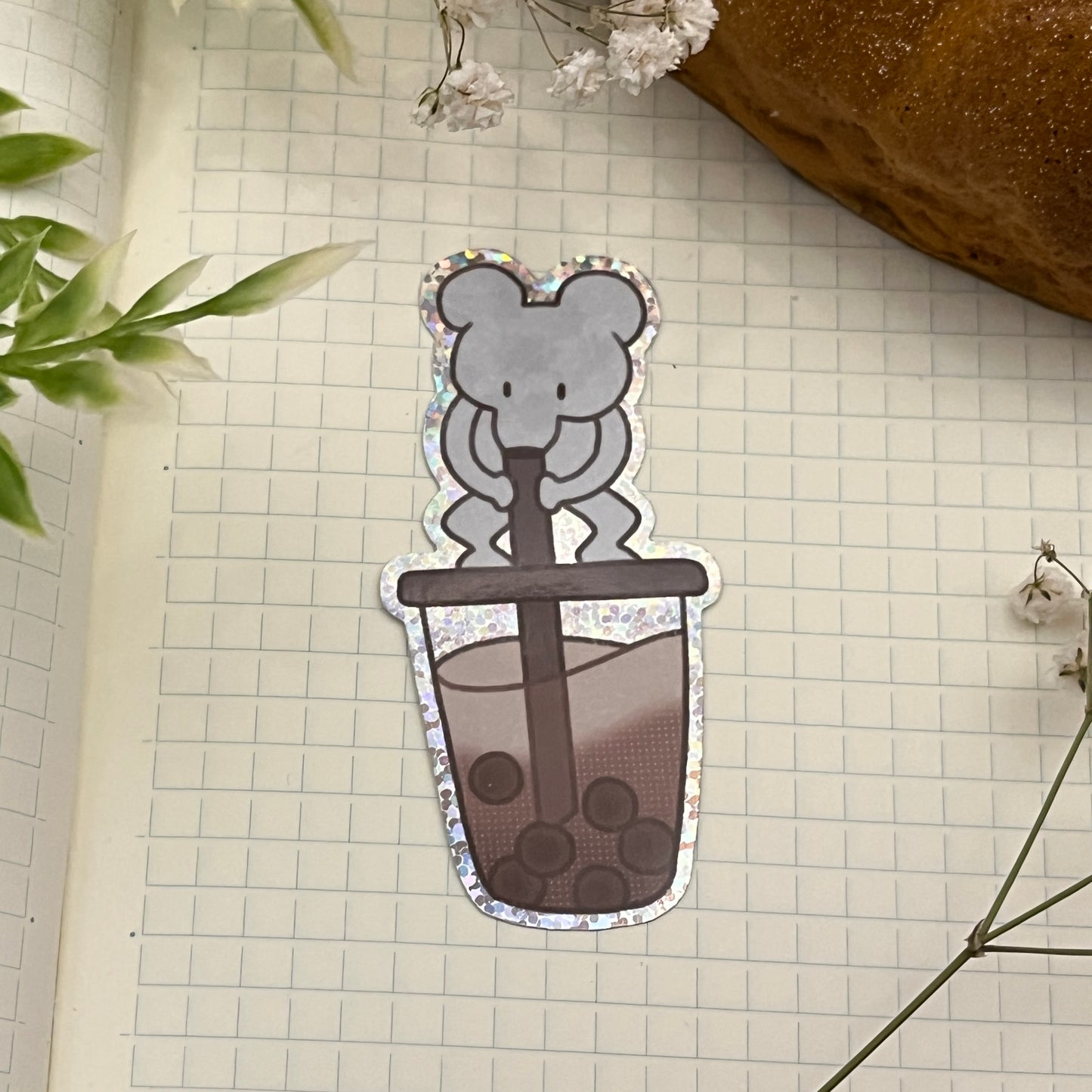 Boba Rat Glitter Vinyl Sticker