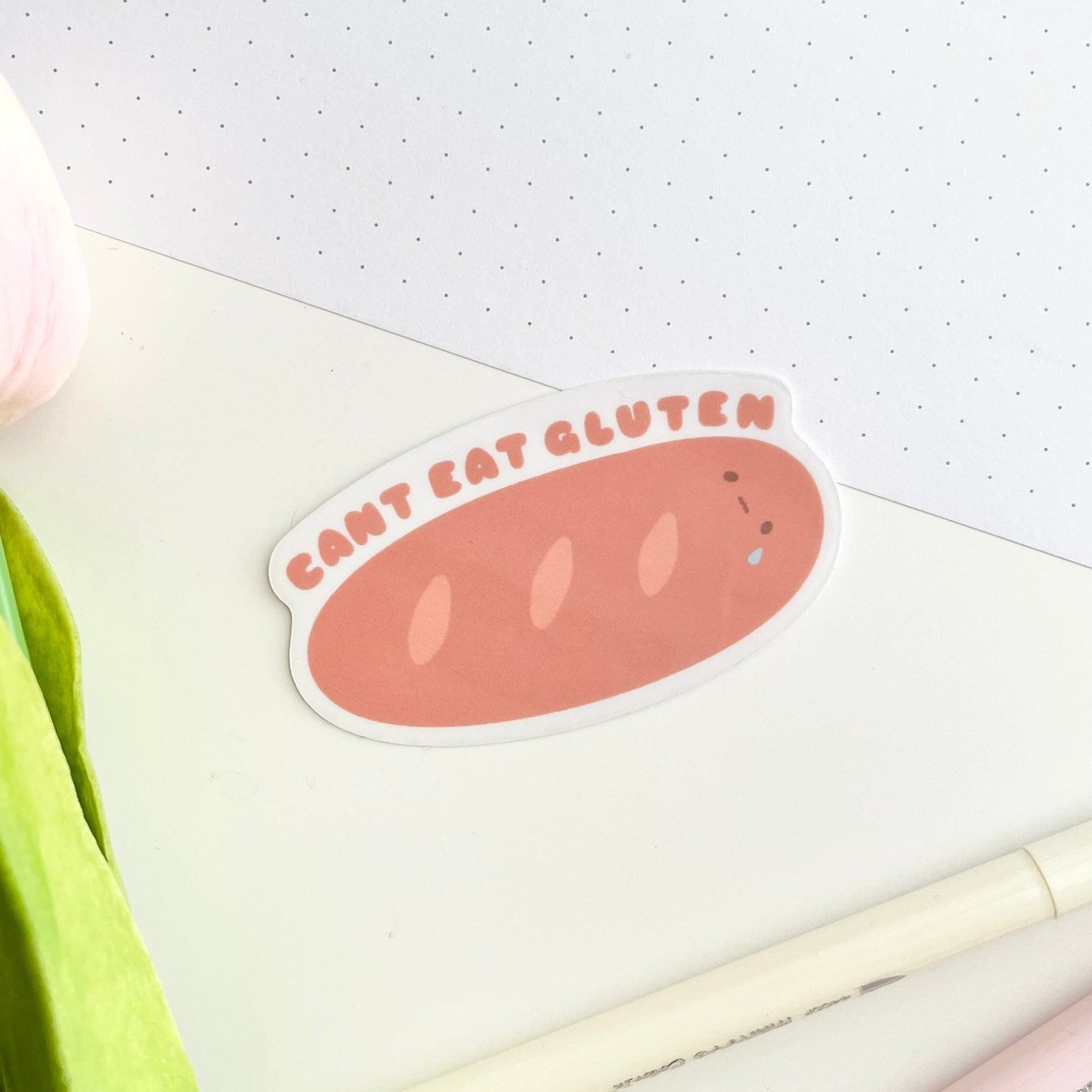 Can't Eat Gluten Clear Vinyl Sticker